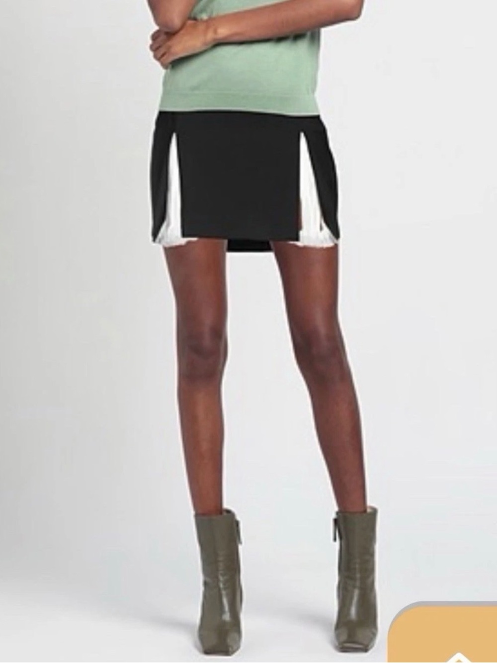 Givenchy Black Mini Skirt with White Pleat Insets
